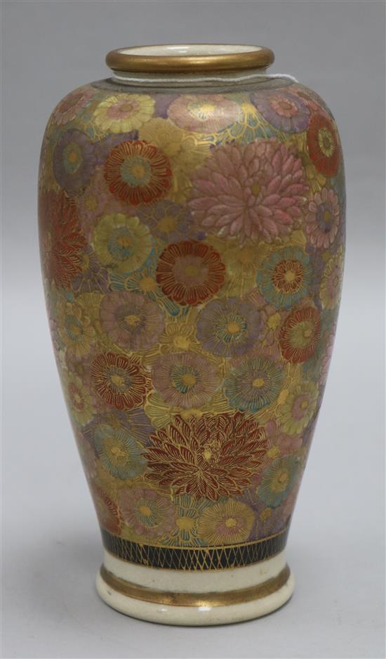 A Japanese Satsuma floral decorated vase